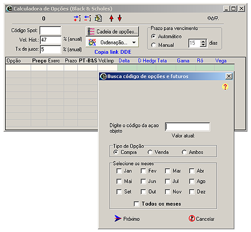 Calculadora de Op&ccedil;&otilde;es