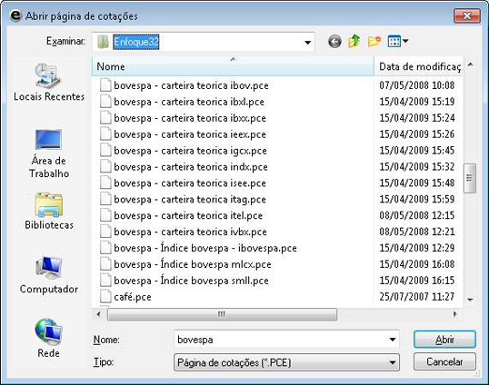 Abrir p&aacute;gina de cota&ccedil;&otilde;es